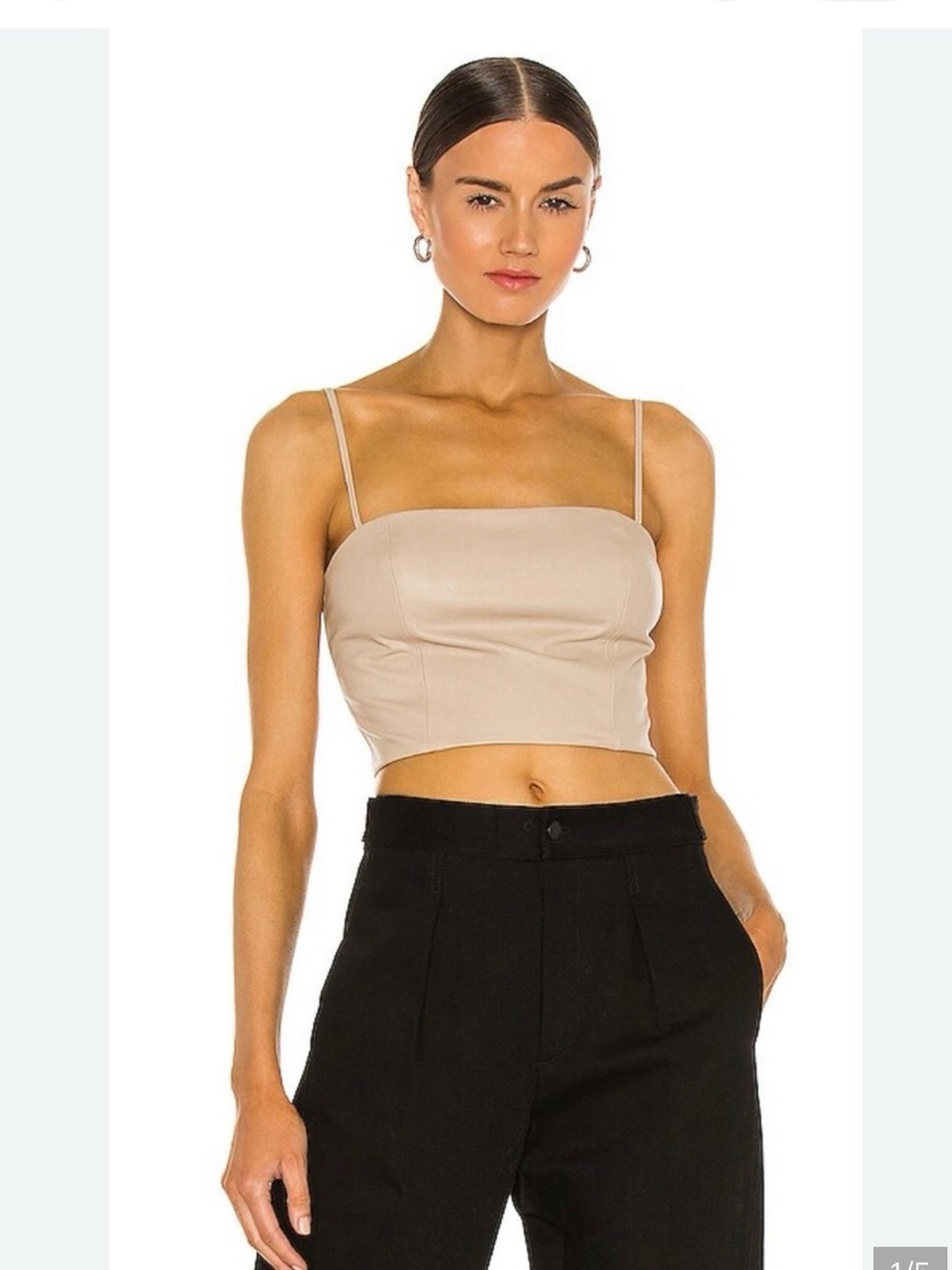 Amanda Uprichard Palmetto Faux Leather Crpped Cami Top
